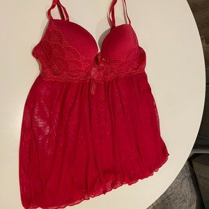 Sexy Red Silk & Lace Lingerie. Jessica Simpson Intimates. Size L